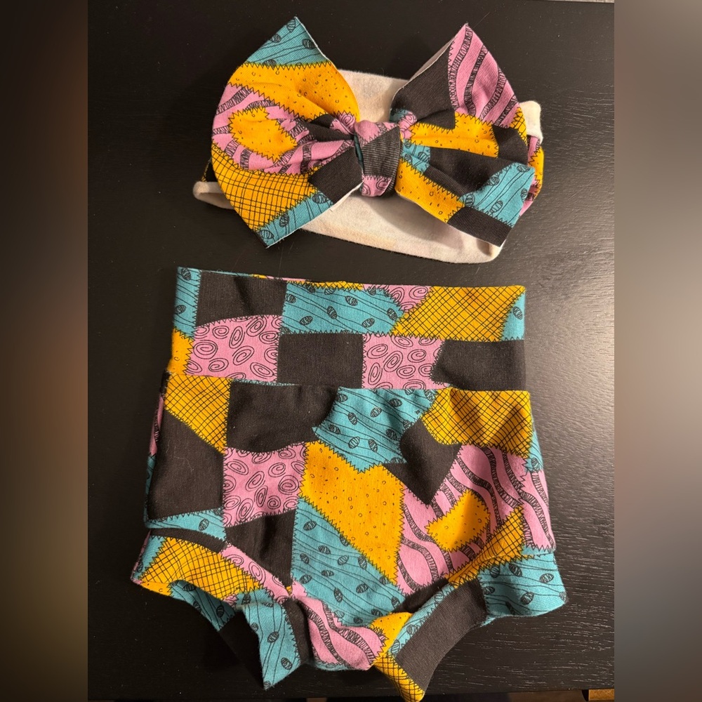 The Nightmare Before Christmas Sally Patchwork baby Headband and Shorts Set